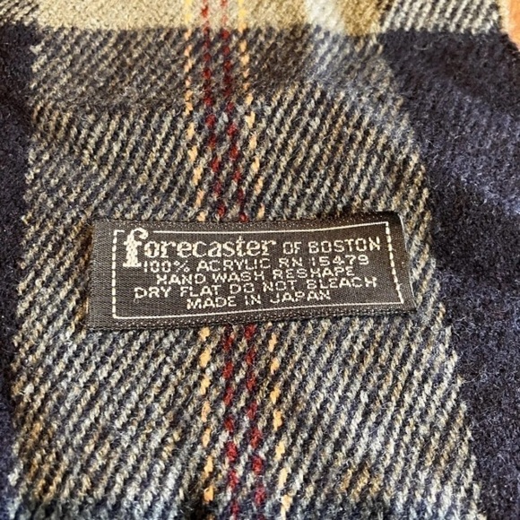 Forecaster of Boston Scarf Gray PlaidMens Womens Made in Japan 60 Fringe Unisex - Picture 4 of 5